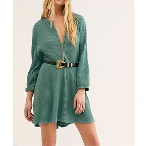 Free People beach Blossom Button Up Mini Dress oversized Pockets sz XS